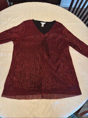 Cj banks Metallic Red V-Neck Tunic